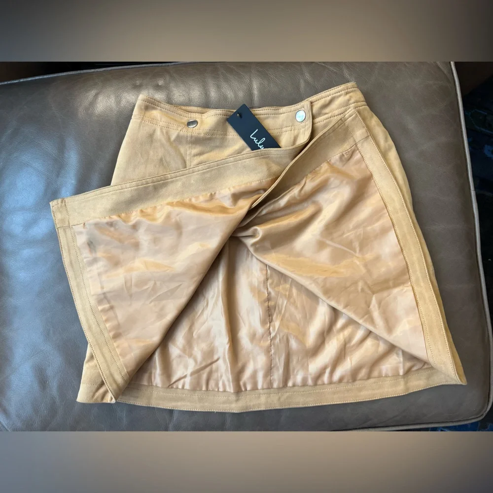 Lulus Let’s Wrap It Up Tan Suede Wrap Mini Skirt | Tan | Women’s XS - Picture 8 of 14
